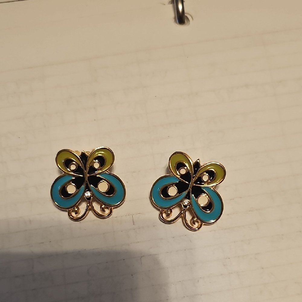 Bob Mackie Gold and Blue Filigree Earrings